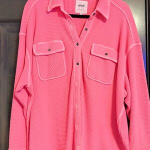 Aerie Pink Waffle Knit Sweater
